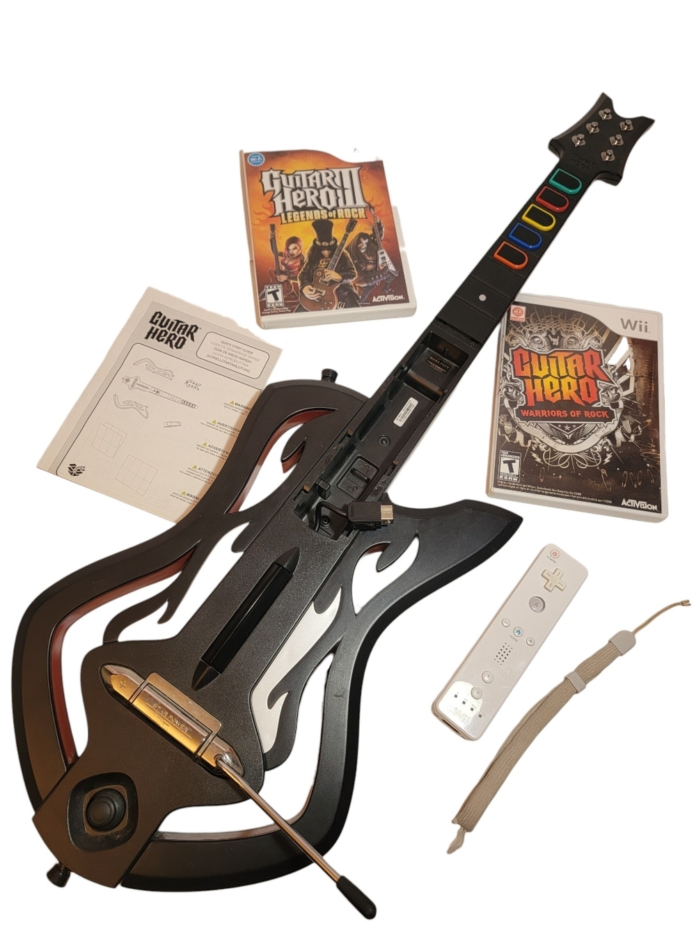 Rare Wii Guitar Hero Warriors of Rock Guitar Game Bundle Lot Tested